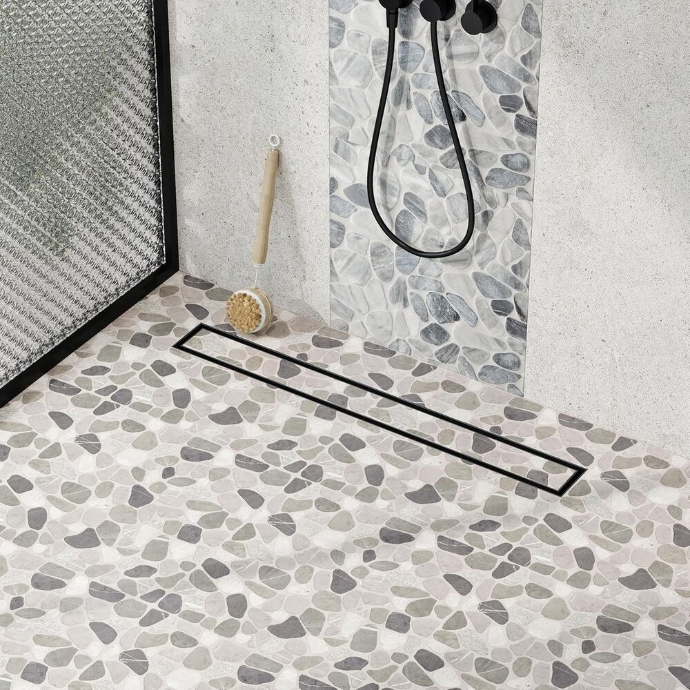 Neodrain 24in Matte Black Linear Shower Drain 2-in-1 Flat & Tile Insert Cover